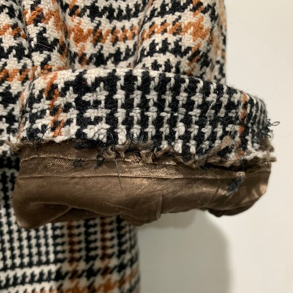 LORO PIANA & C. FABRIC MADE IN ITALY PLAID TWEED TRENCH COATS SIZE L - Picture 13 of 15